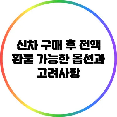신차 구매 후 전액 환불: 가능한 옵션과 고려사항
