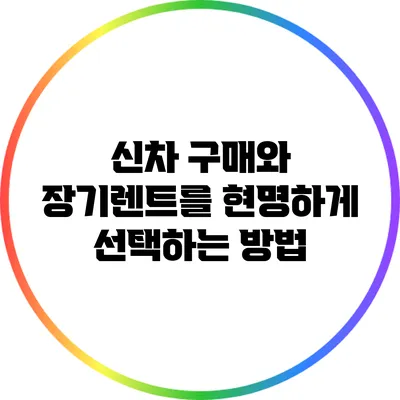 신차 구매와 장기렌트를 현명하게 선택하는 방법