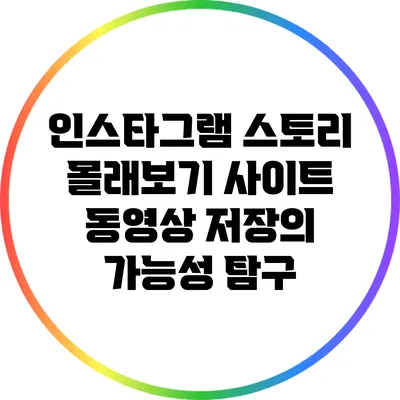 인스타그램 스토리 몰래보기 사이트: 동영상 저장의 가능성 탐구