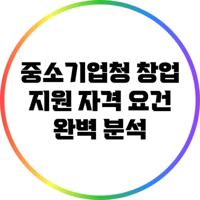 중소기업청 창업 지원 자격 요건 완벽 분석