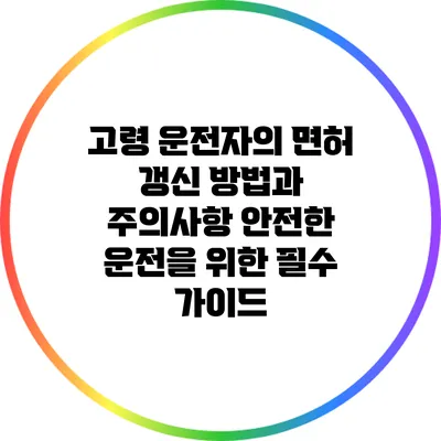 고령 운전자의 면허 갱신 방법과 주의사항: 안전한 운전을 위한 필수 가이드