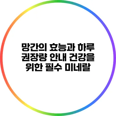 망간의 효능과 하루 권장량 안내: 건강을 위한 필수 미네랄