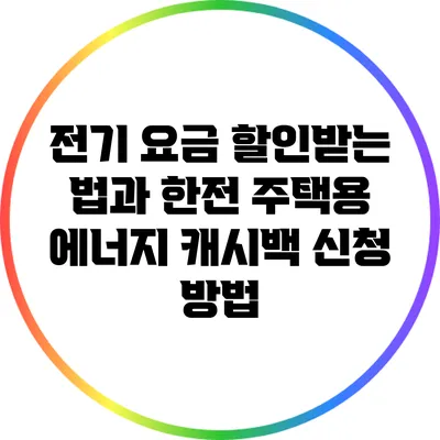 전기 요금 할인받는 법과 한전 주택용 에너지 캐시백 신청 방법