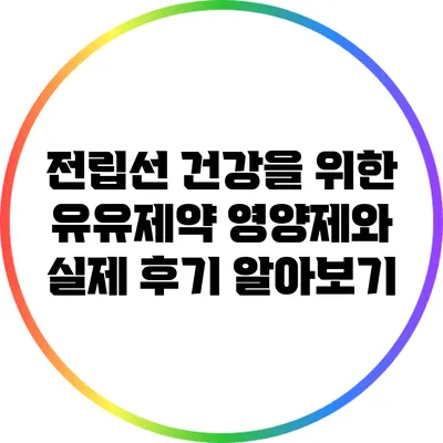 전립선 건강을 위한 유유제약 영양제와 실제 후기 알아보기