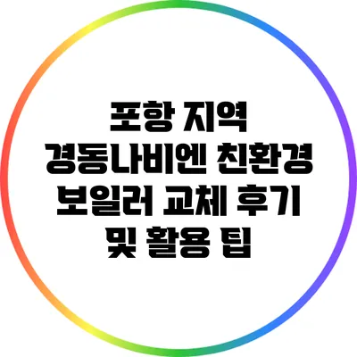 포항 지역 경동나비엔 친환경 보일러 교체 후기 및 활용 팁