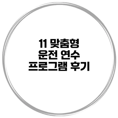 11 맞춤형 운전 연수 프로그램 후기