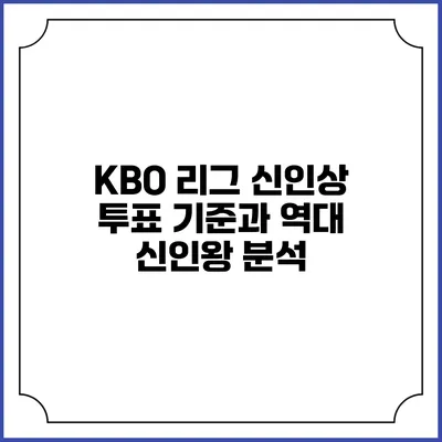 KBO 리그 신인상 투표 기준과 역대 신인왕 분석