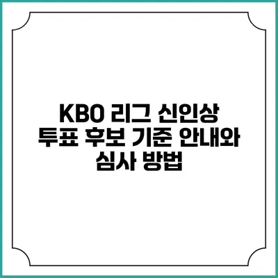 KBO 리그 신인상 투표 후보 기준 안내와 심사 방법
