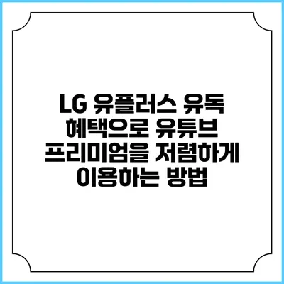LG 유플러스 유독 혜택으로 유튜브 프리미엄을 저렴하게 이용하는 방법