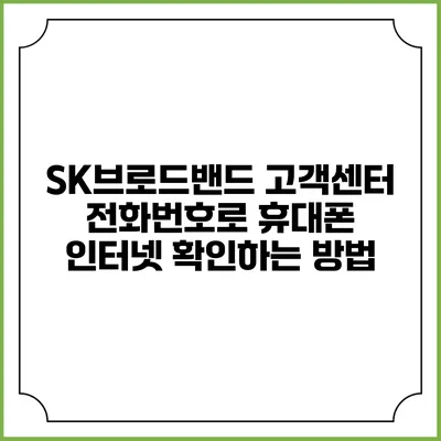 SK브로드밴드 고객센터 전화번호로 휴대폰 인터넷 확인하는 방법