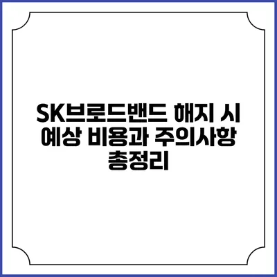 SK브로드밴드 해지 시 예상 비용과 주의사항 총정리