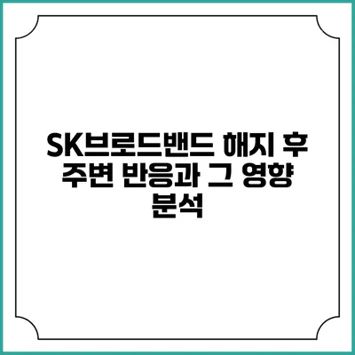 SK브로드밴드 해지 후 주변 반응과 그 영향 분석