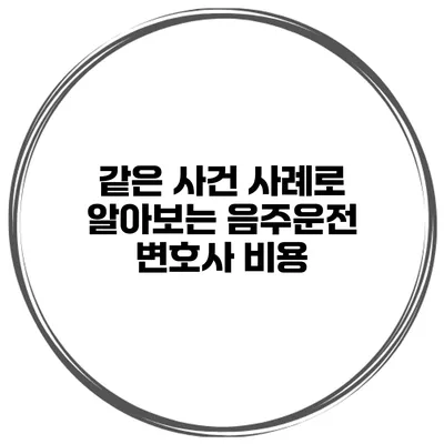 같은 사건 사례로 알아보는 음주운전 변호사 비용