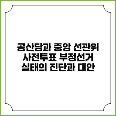 공산당과 중앙 선관위: 사전투표 부정선거 실태의 진단과 대안