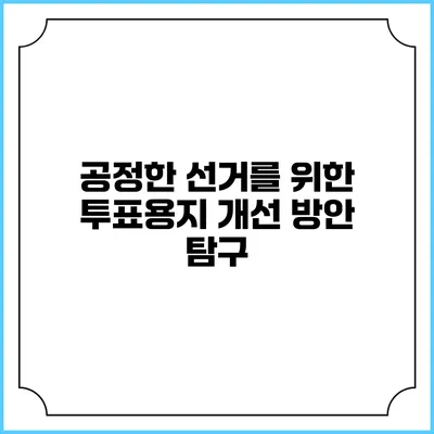 공정한 선거를 위한 투표용지 개선 방안 탐구