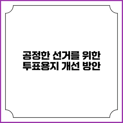 공정한 선거를 위한 투표용지 개선 방안