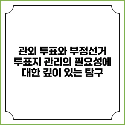 관외 투표와 부정선거: 투표지 관리의 필요성에 대한 깊이 있는 탐구