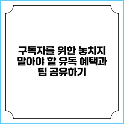 구독자를 위한 놓치지 말아야 할 유독 혜택과 팁 공유하기