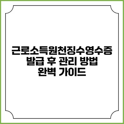 근로소득원천징수영수증 발급 후 관리 방법 완벽 가이드