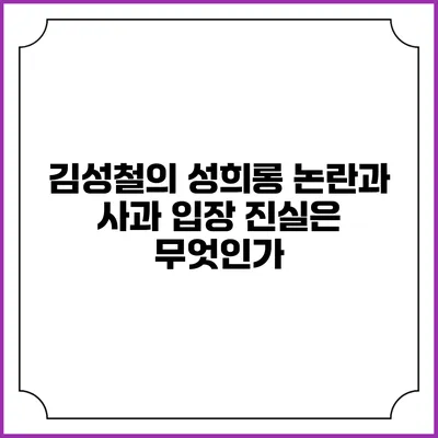 김성철의 성희롱 논란과 사과 입장: 진실은 무엇인가?