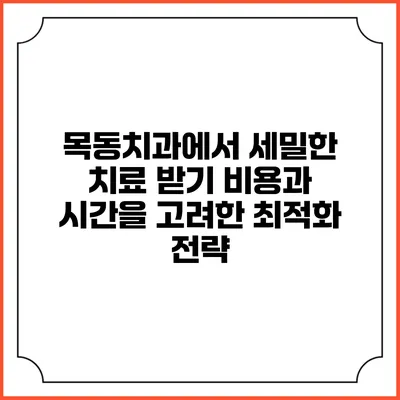 목동치과에서 세밀한 치료 받기: 비용과 시간을 고려한 최적화 전략