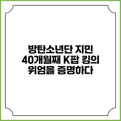 방탄소년단 지민: 40개월째 K팝 킹의 위엄을 증명하다