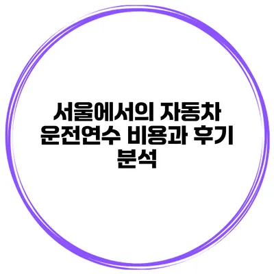 서울에서의 자동차 운전연수 비용과 후기 분석
