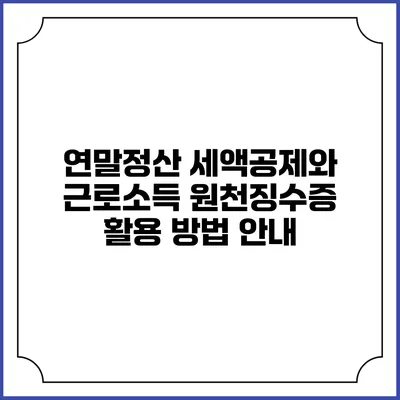 연말정산 세액공제와 근로소득 원천징수증 활용 방법 안내