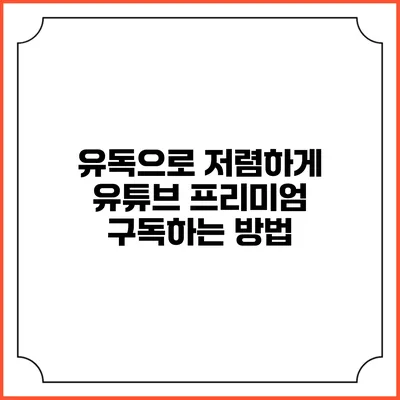 유독으로 저렴하게 유튜브 프리미엄 구독하는 방법