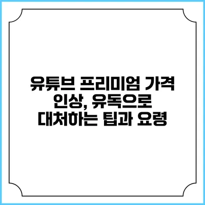 유튜브 프리미엄 가격 인상, 유독으로 대처하는 팁과 요령