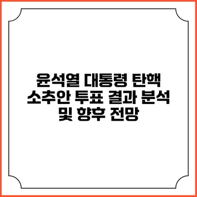 윤석열 대통령 탄핵 소추안 투표 결과 분석 및 향후 전망