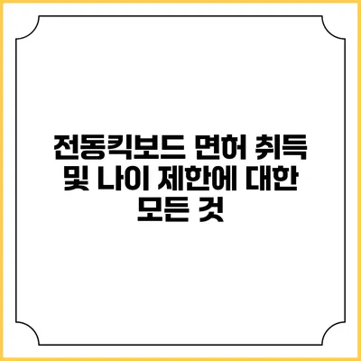 전동킥보드 면허 취득 및 나이 제한에 대한 모든 것