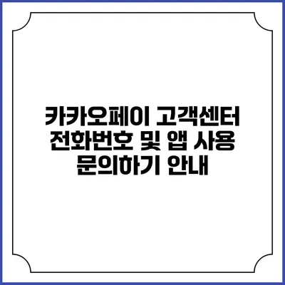 카카오페이 고객센터 전화번호 및 앱 사용 문의하기 안내