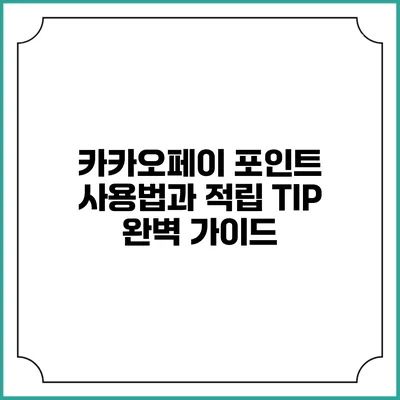 카카오페이 포인트 사용법과 적립 TIP 완벽 가이드