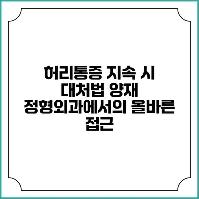허리통증 지속 시 대처법: 양재 정형외과에서의 올바른 접근