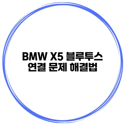 BMW X5 블루투스 연결 문제 해결법