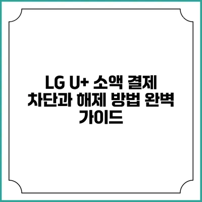 LG U+ 소액 결제 차단과 해제 방법 완벽 가이드