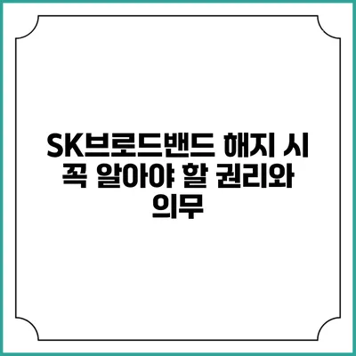 SK브로드밴드 해지 시 꼭 알아야 할 권리와 의무