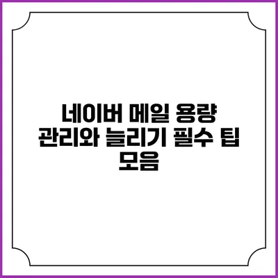 네이버 메일 용량 관리와 늘리기 필수 팁 모음
