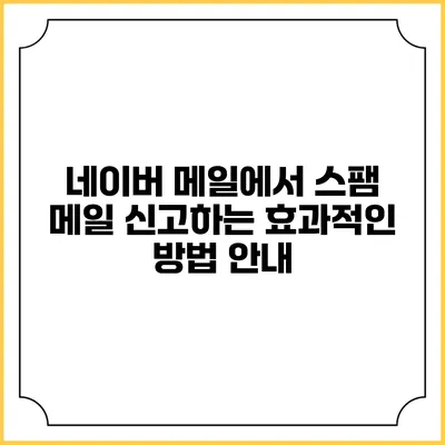 네이버 메일에서 스팸 메일 신고하는 효과적인 방법 안내