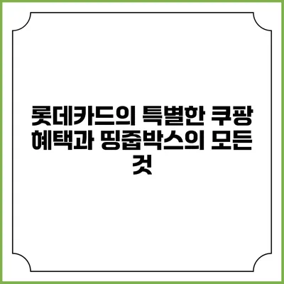 롯데카드의 특별한 쿠팡 혜택과 띵줍박스의 모든 것