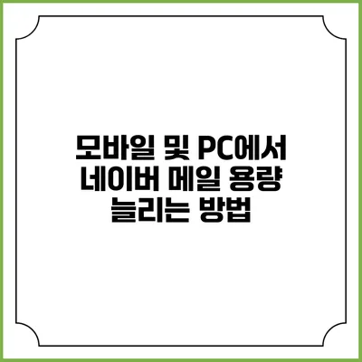 모바일 및 PC에서 네이버 메일 용량 늘리는 방법