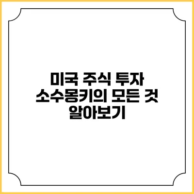 미국 주식 투자 소수몽키의 모든 것 알아보기