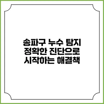 송파구 누수 탐지: 정확한 진단으로 시작하는 해결책
