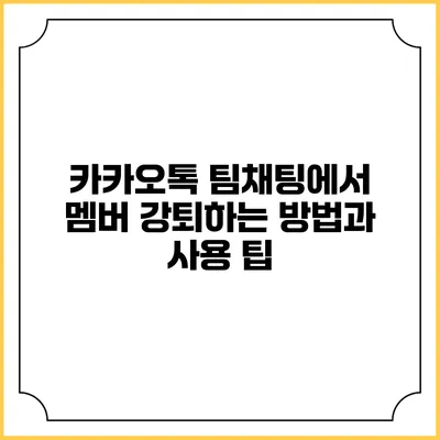 카카오톡 팀채팅에서 멤버 강퇴하는 방법과 사용 팁
