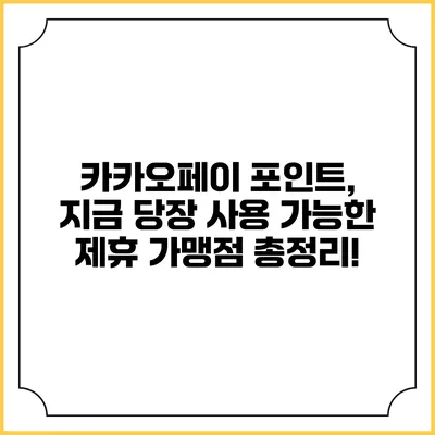 카카오페이 포인트, 지금 당장 사용 가능한 제휴 가맹점 총정리!