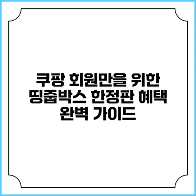 쿠팡 회원만을 위한 띵줍박스 한정판 혜택 완벽 가이드
