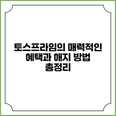 토스프라임의 매력적인 혜택과 해지 방법 총정리
