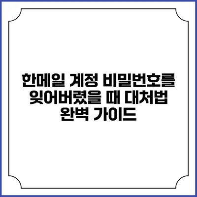 한메일 계정 비밀번호를 잊어버렸을 때 대처법 완벽 가이드