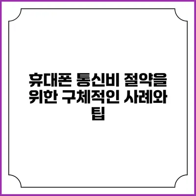 휴대폰 통신비 절약을 위한 구체적인 사례와 팁